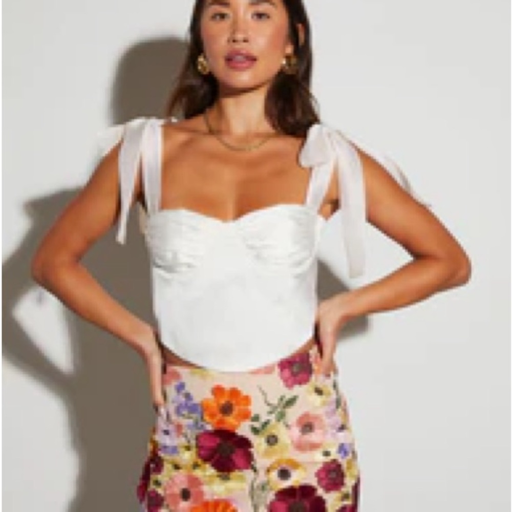 Vici White Tie Strap Blouse - Perfect Bride-to-be top